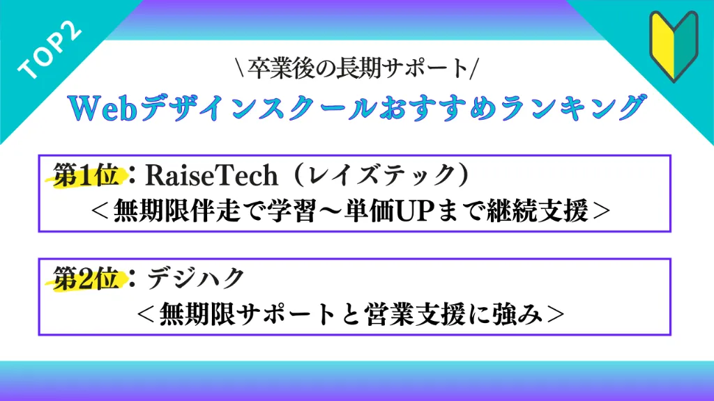 【卒業後の伸ばし方・長期伴走】Webデザインスクールおすすめランキング2選