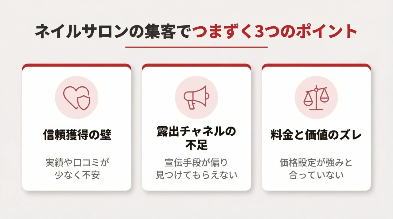 ネイルサロンの集客でつまずく3つのポイント