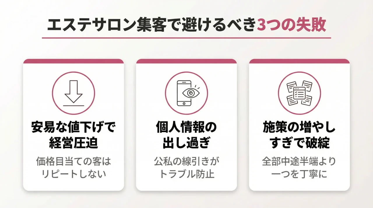 エステサロン集客で避けるべき3つの失敗