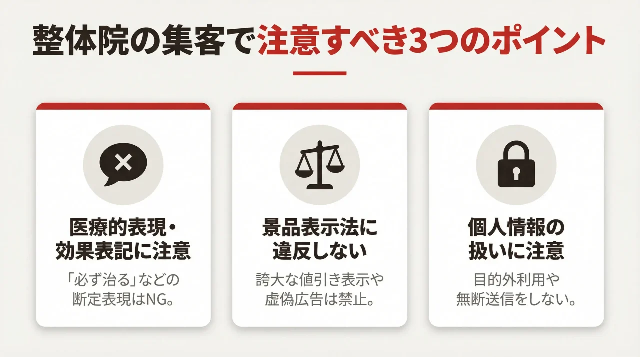 整体院の集客で注意すべき3つのポイント