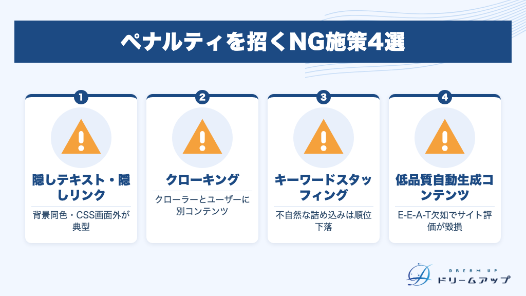ペナルティを招くNG施策4選