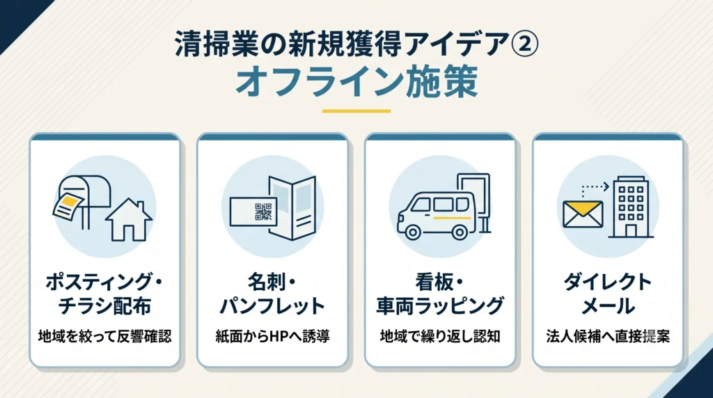 清掃業の新規獲得アイデア②オフライン施策