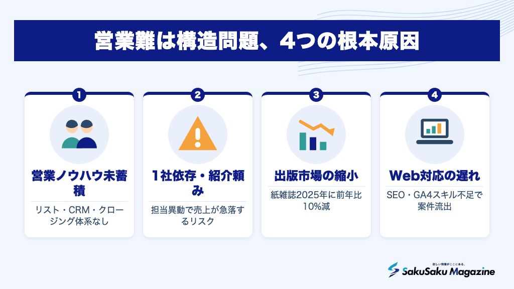 営業難は構造問題、4つの根本原因