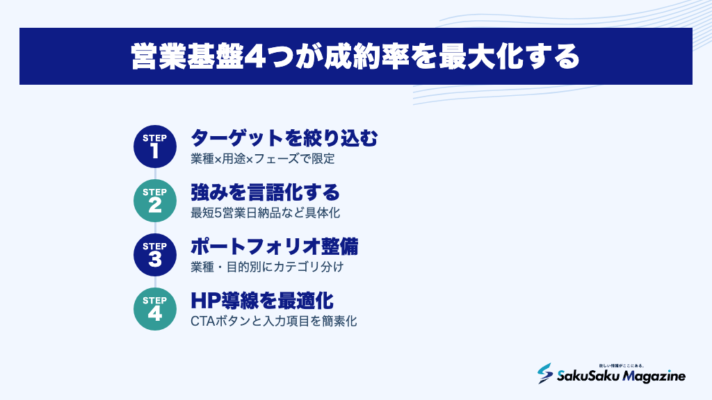 営業基盤4つが成約率を最大化する