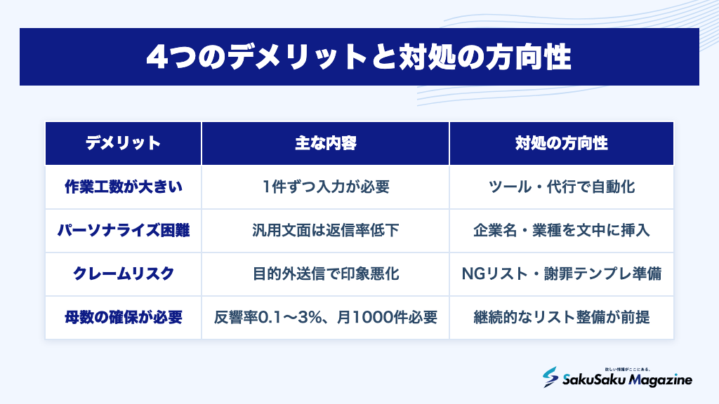 4つのデメリットと対処の方向性
