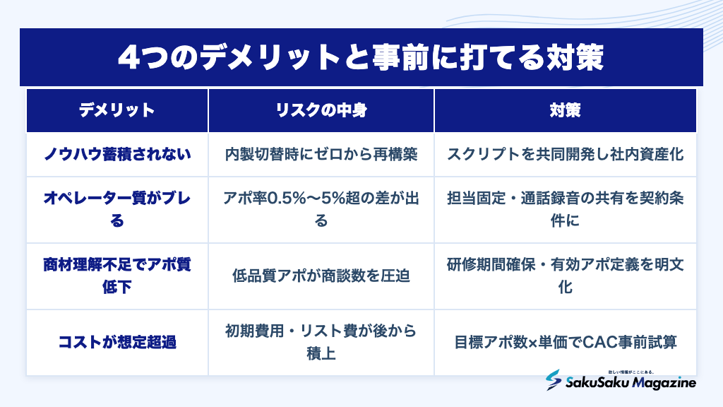 4つのデメリットと事前に打てる対策