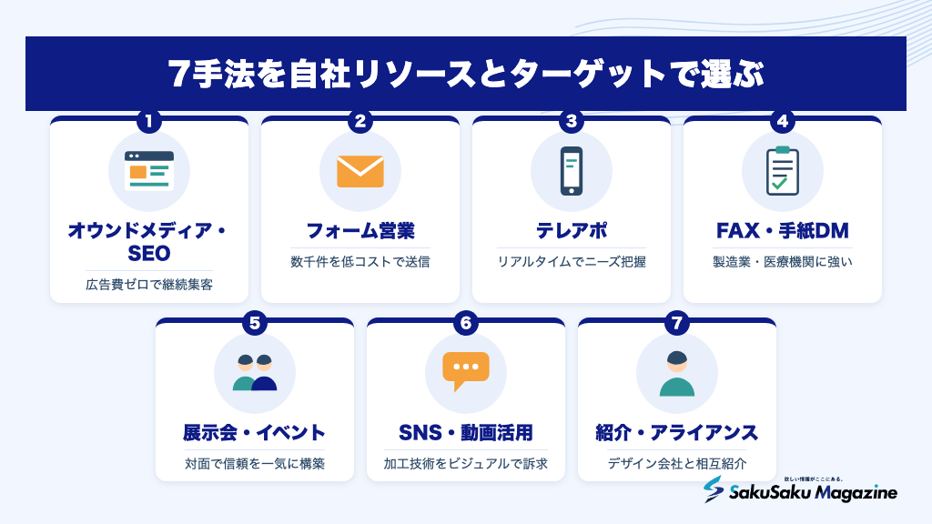 7手法を自社リソースとターゲットで選ぶ