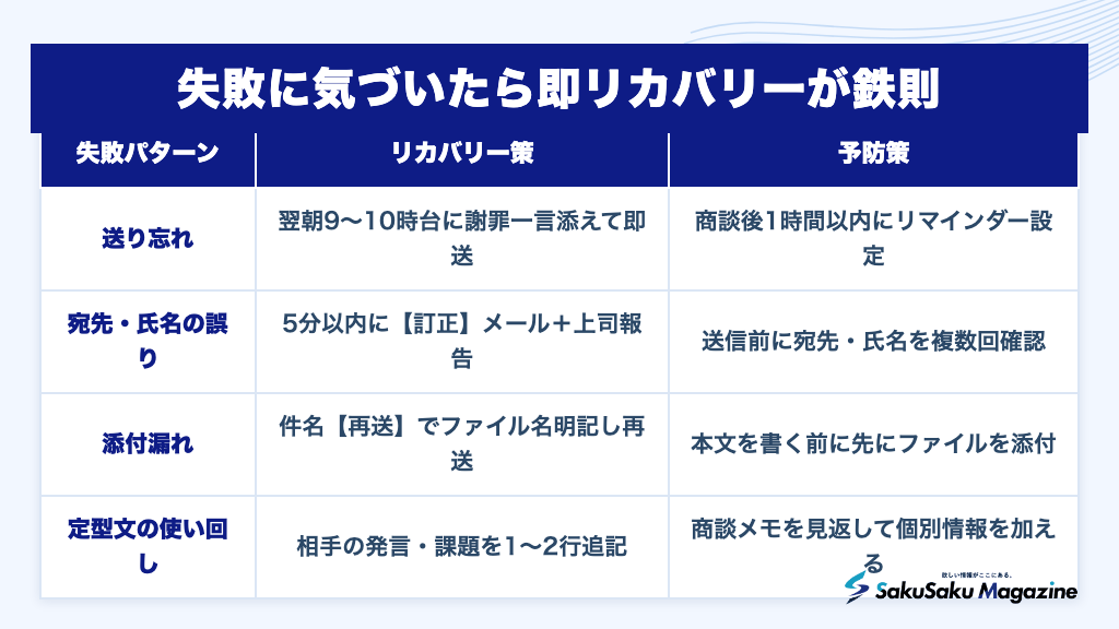 失敗に気づいたら即リカバリーが鉄則