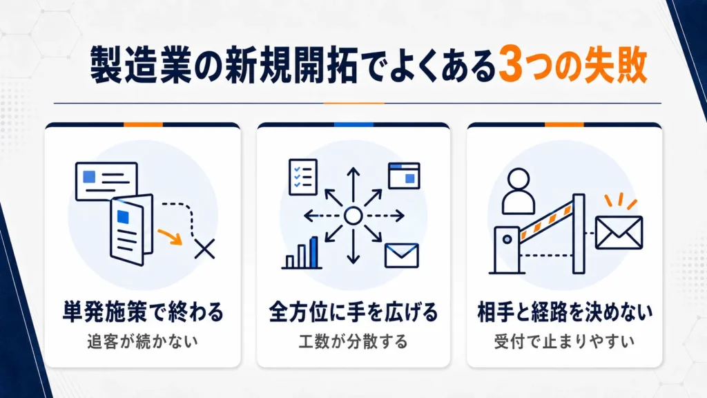 製造業の新規開拓でよくある3つの失敗