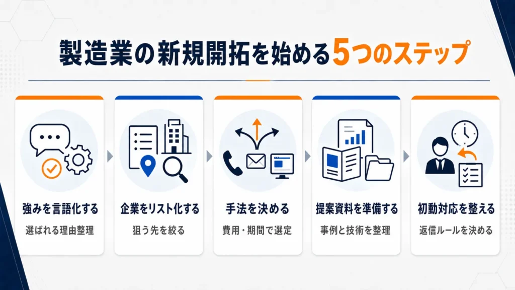 製造業の新規開拓を始める5つのステップ