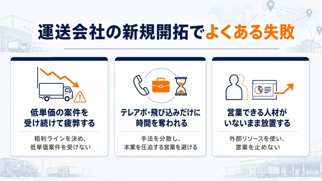 運送会社の新規開拓でよくある失敗