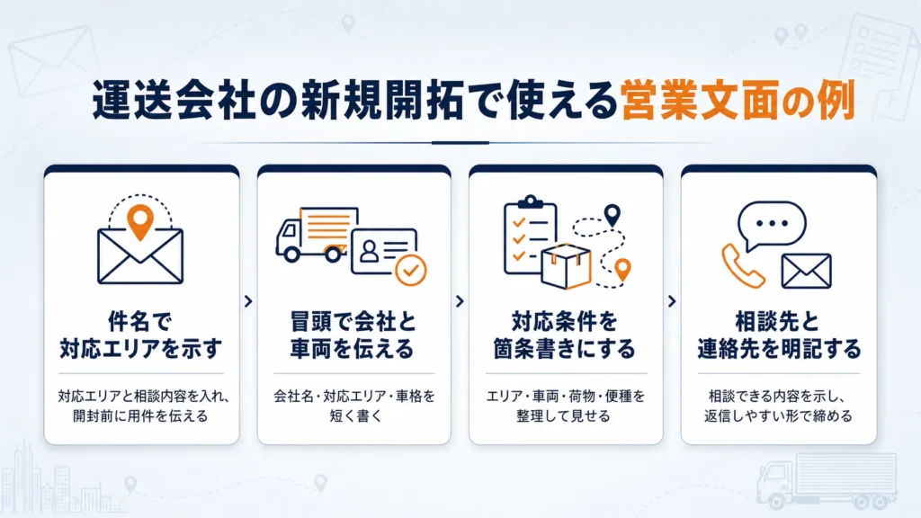 運送会社の新規開拓で使える営業文面の例