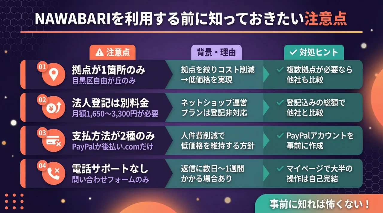 NAWABARIを利用する前に知っておきたい注意点